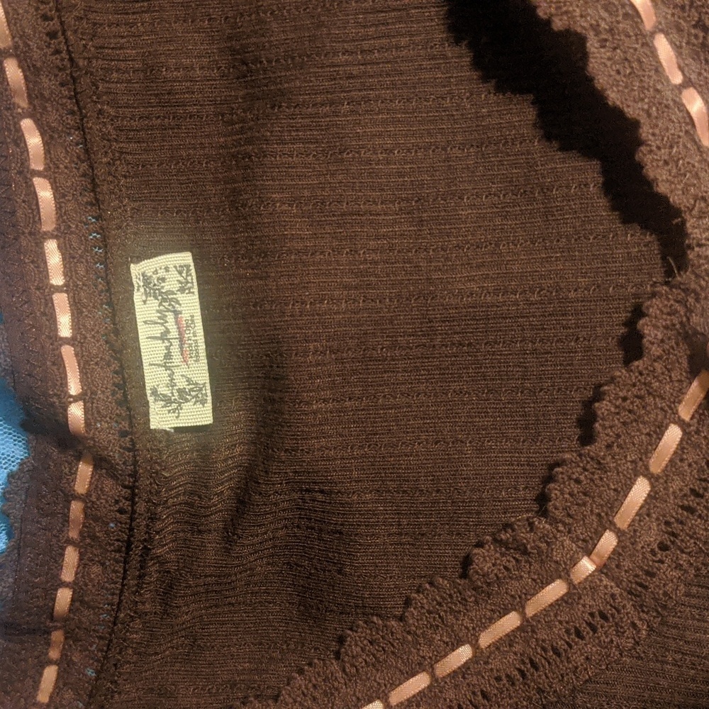 Free People NWOT Only You Top sz SML in Brown with Pink​ - Picture 12 of 13